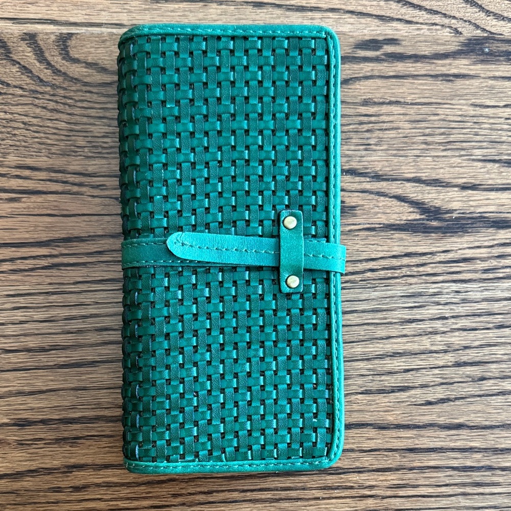 Patricia Nash Green Woven Leather Wallet